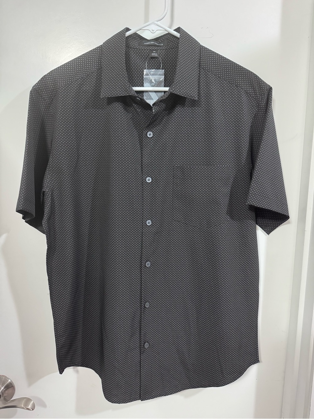 Men's Short-Sleeve Button-Down Shirt - Charcoal Micro Dot